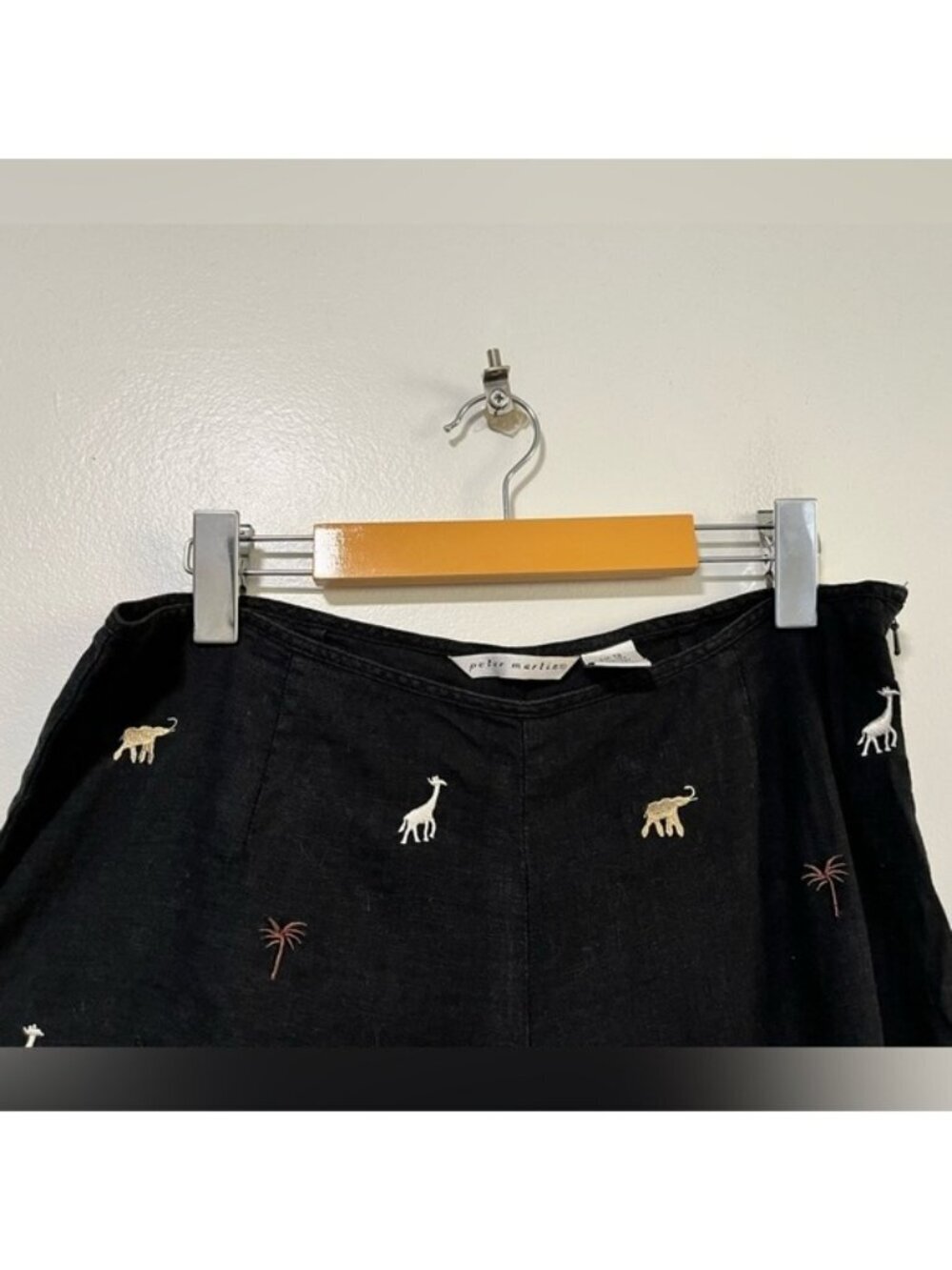Peter Martin Black Linen Blend Embroidered Animal Pants - Size 12 - Picture 8 of 12